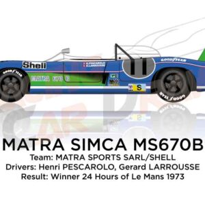 Matra Simca MS670B n.11 winner 24 Hours of Le Mans 1973