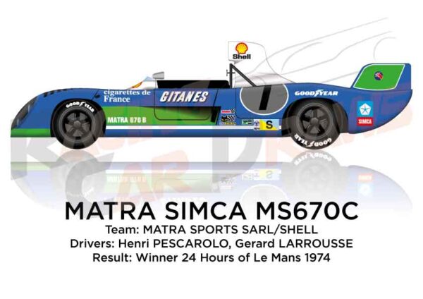 Matra Simca MS670C n.7 winner 24 Hours of Le Mans 1974