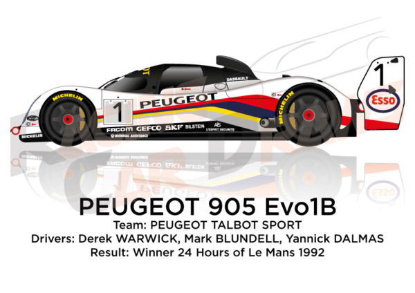 Peugeot 905 Evo1B n.1 Winner 24 Hours of Le Mans 1992