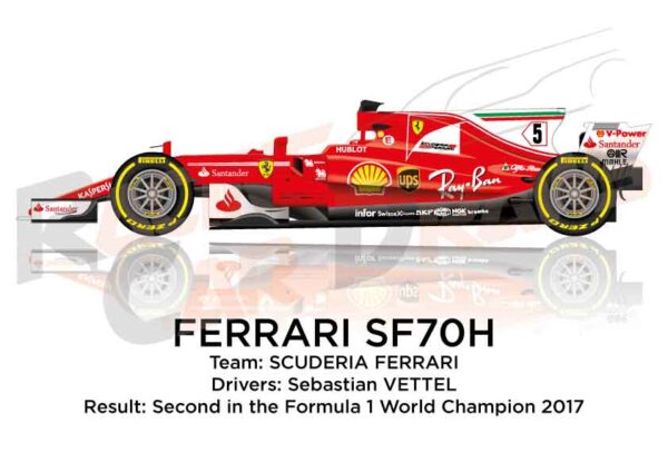 Ferrari SF70H n.5 second at the Formula 1 World Champion 2017