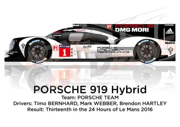 Porsche 919 hybrid n.1 thirteenth at the 24 Hours of Le Mans 2016