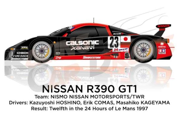Nissan R390 GT1 n.23 twelfth in the 24 Hours of Le Mans 1997