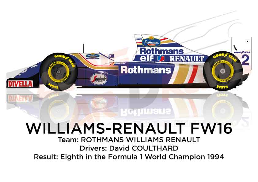 Williams - Renault FW16 n.2 eighth in the Formula 1 World Champion with Coulthard