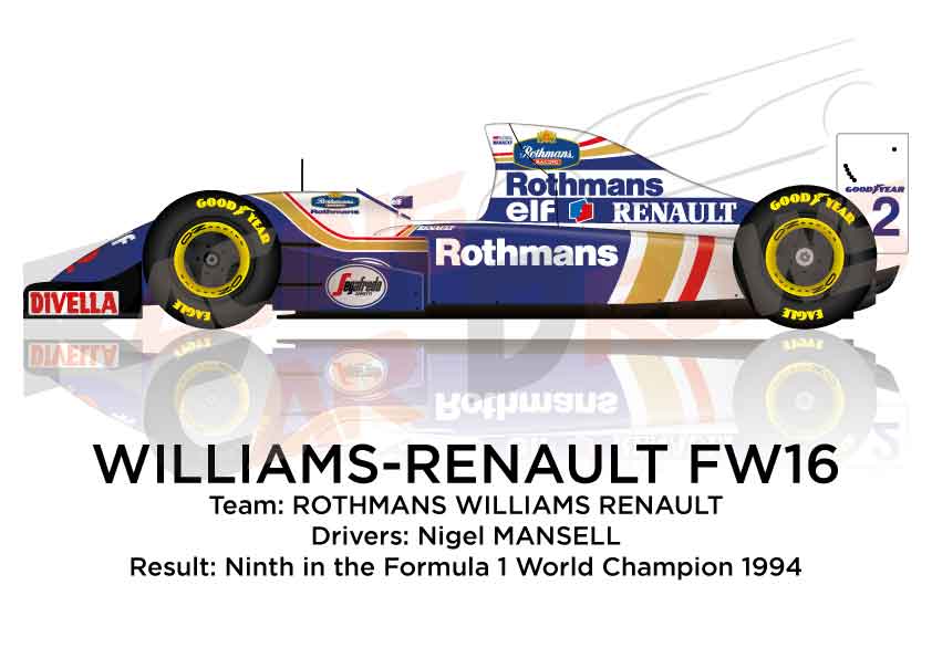 Williams - Renault FW16 n.2 ninth in the Formula 1 World Champion with Mansell