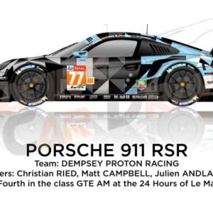 Porsche 911 RSR n.77 fourth in class GTE AM 24 Hours of Le Mans 2019