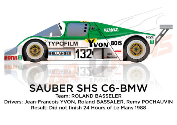 Image Sauber SHS C6 - BMW n.132 did not finish 24 Hours of Le Mans 1988