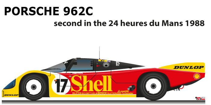 Porsche 962C n.17 second in the 24 hours of Le Mans 1988
