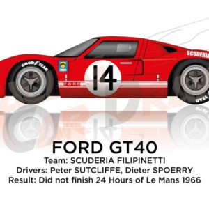 Ford GT40 n.14 did not finish 24 Hours of Le Mans 1966