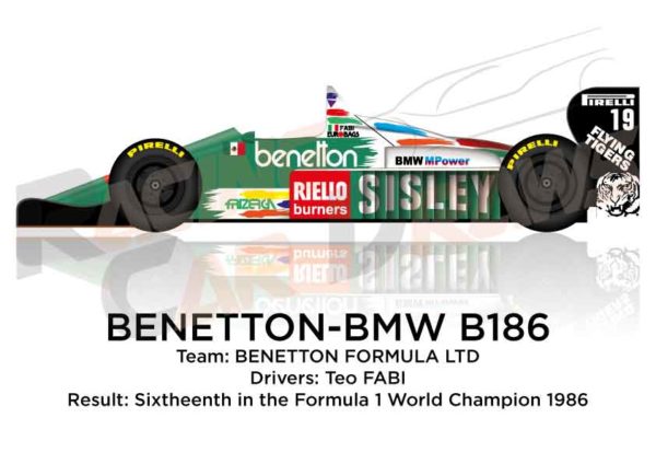 Benetton - BMW B186 n.19 sixtheenth in the Formula 1 World Champion 1986