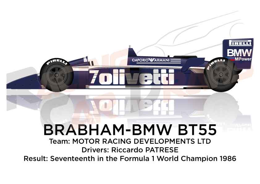 Brabham Bt55 BMW Turbo F1 Olivetti 1986 Scale Race Car Model