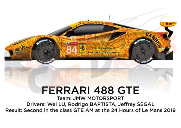 Ferrari 488 GTE n.84 thirty-second in the 24 Hours of Le Mans 2019