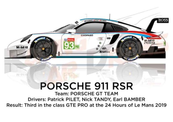Porsche 911 RSR n.93 third class GTE PRO 24 Hours of Le Mans 2019