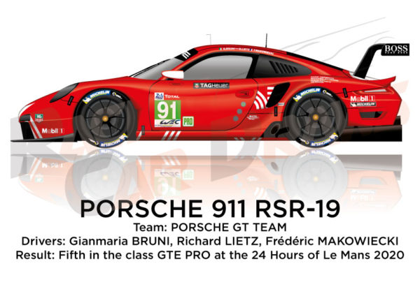 Porsche 911 RSR-19 n.91 fifth class GTE PRO 24 Hours of Le Mans 2020