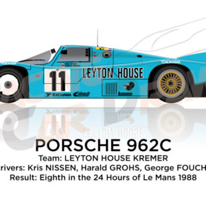 Porsche 962C n.11 eighth in the 24 hours of Le Mans 1988