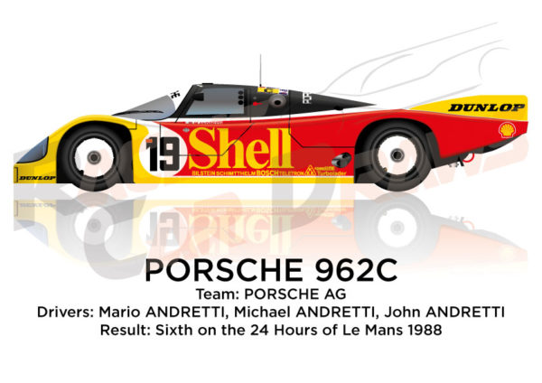 Porsche 962C n.19 sixth in the 24 hours of Le Mans 1988