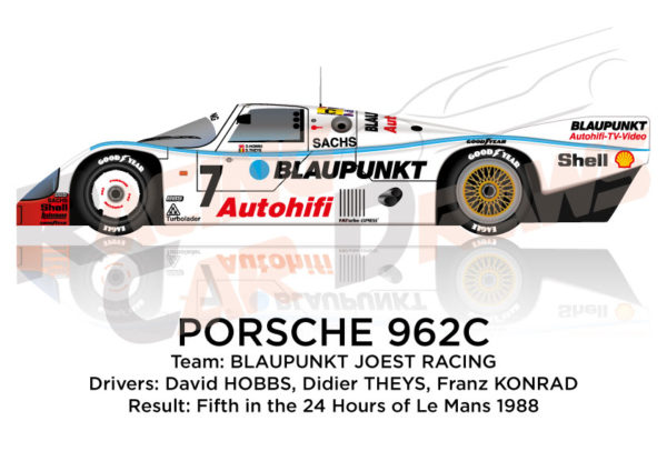 Porsche 962C n.7 fifth in the 24 hours of Le Mans 1988