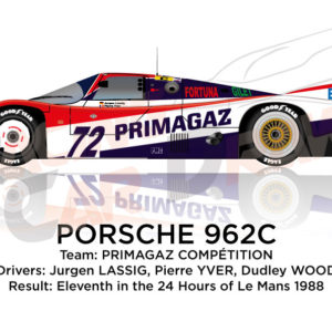 Porsche 962C n.72 eleventh in the 24 hours of Le Mans 1988