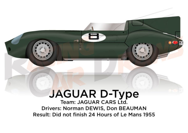 Jaguar D-Type n.8 did not finish 24 Hours of Le Mans 1955