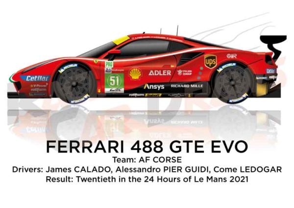 Ferrari 488 GTE EVO n.51 winner GTE PRO 24 Hours of Le Mans 2021