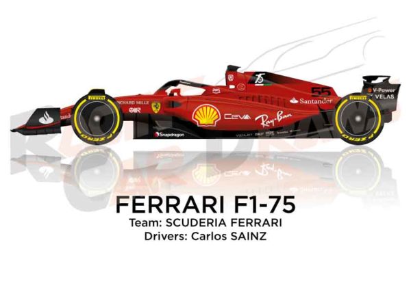 Ferrari F1-75 n.55 Formula 1 2022 driver Carlos Sainz