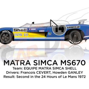 Matra Simca MS670 n.14 second 24 Hours of Le Mans 1972