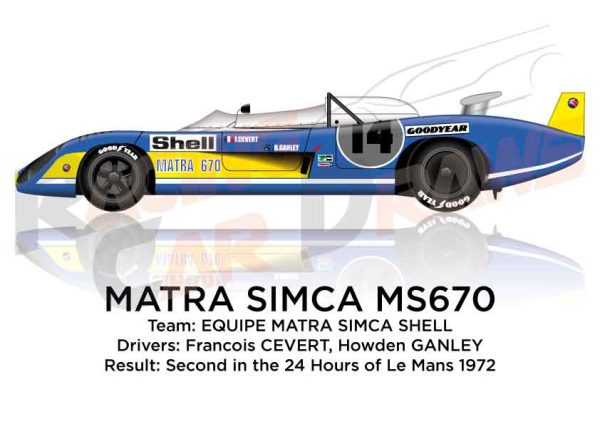 Matra Simca MS670 n.14 second 24 Hours of Le Mans 1972