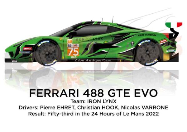 Ferrari 488 GTE EVO n.75 fifty-third 24 Hours of Le Mans 2022