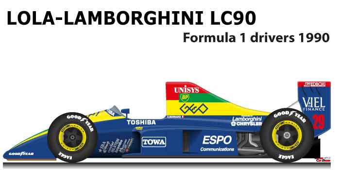 Lola - Lamborghini LC90 n.29 thirteenth in Formula 1 Championship 1990