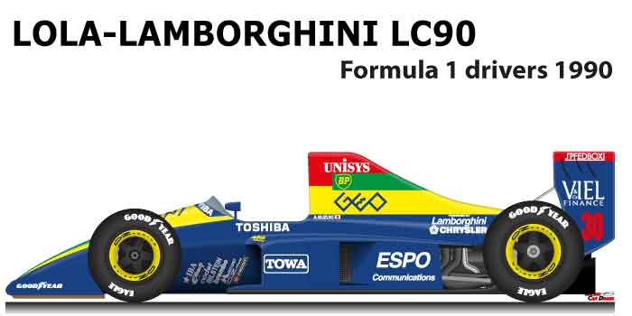 Lola - Lamborghini LC90 n.30 twelfth in Formula 1 Championship 1990