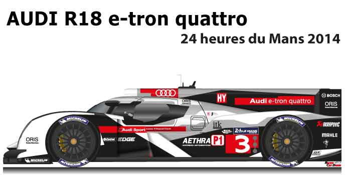 Audi R18 e-tron quattro n.3 dnf 24 Hours of Le Mans 2014