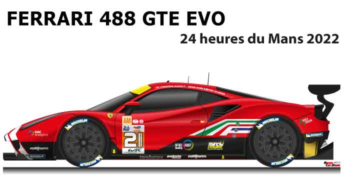 Ferrari 488 GTE EVO n.21 forty-first 24 Hours of Le Mans 2022