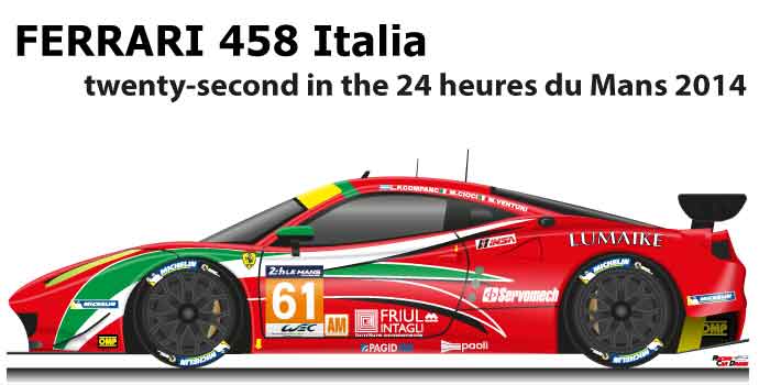 Ferrari 458 Italia n.61 finished twenty-second 24 Hours of Le Mans 2014