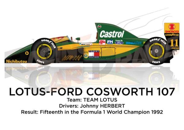 Lotus - Ford Cosworth 107 n.11 in the Formula 1 World Champion 1992