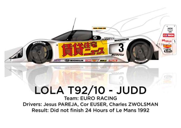 Lola T92/10 - Judd n.3 did not finish 24 Hours of Le Mans 1992