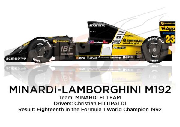 Minardi - Lamborghini M192 n.23 in the Formula 1 World Champion 1992