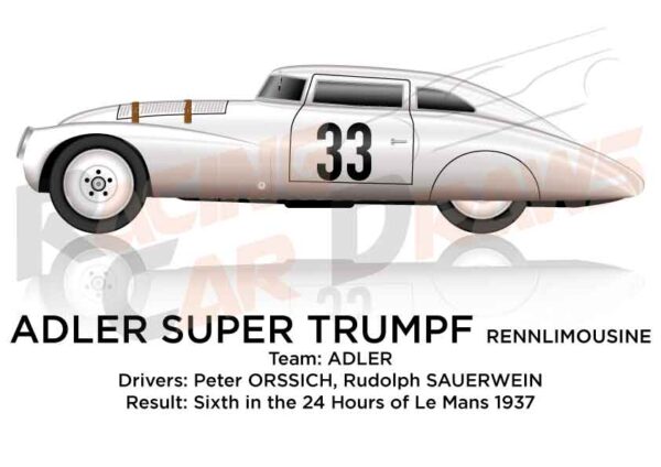 Adler Super Trumpf Rennlimousine n.33 at the 24 Hours of Le Mans 1937