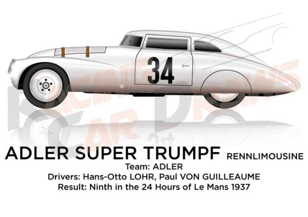 Adler Super Trumpf Rennlimousine n.34 at the 24 Hours of Le Mans 1937