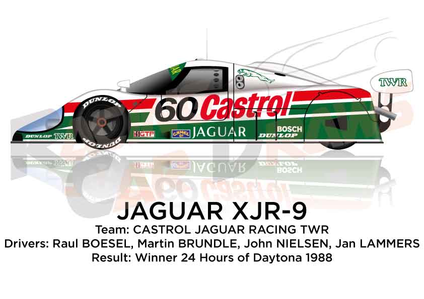 購入半額AMR, Castrol JAGUR XJR 9, Daytona 1988 Campion car , M Brundle, 1/43,中古, 完成品 レーシングカー