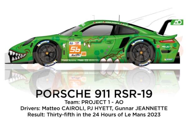 Porsche 911 RSR-19 n.56 thirty-fifth in 24 Hours of Le Mans 2023