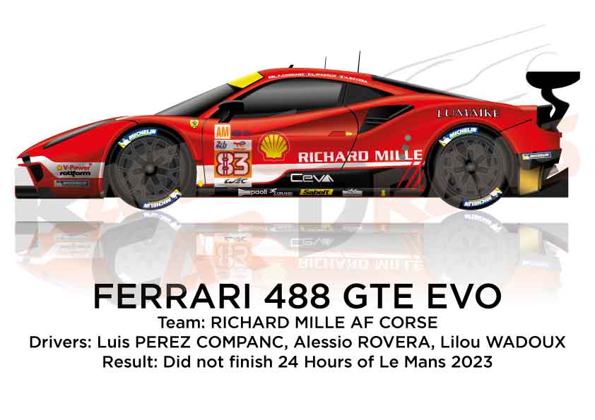 Ferrari 488 GTE EVO n.83 dnf 24 Hours of Le Mans 2023