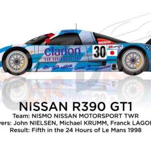 Nissan R390 GT1 n.30 fifth in the 24 Hours of Le Mans 1998