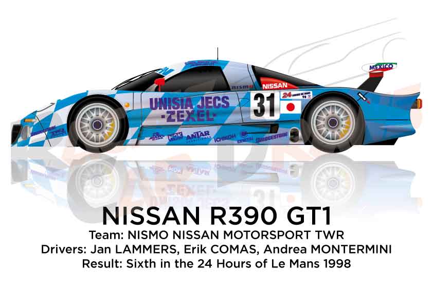Nissan R390 GT1 n.31 sixth in the 24 Hours of Le Mans 1998