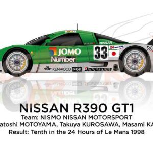 Nissan R390 GT1 n.33 tenth in the 24 Hours of Le Mans 1998