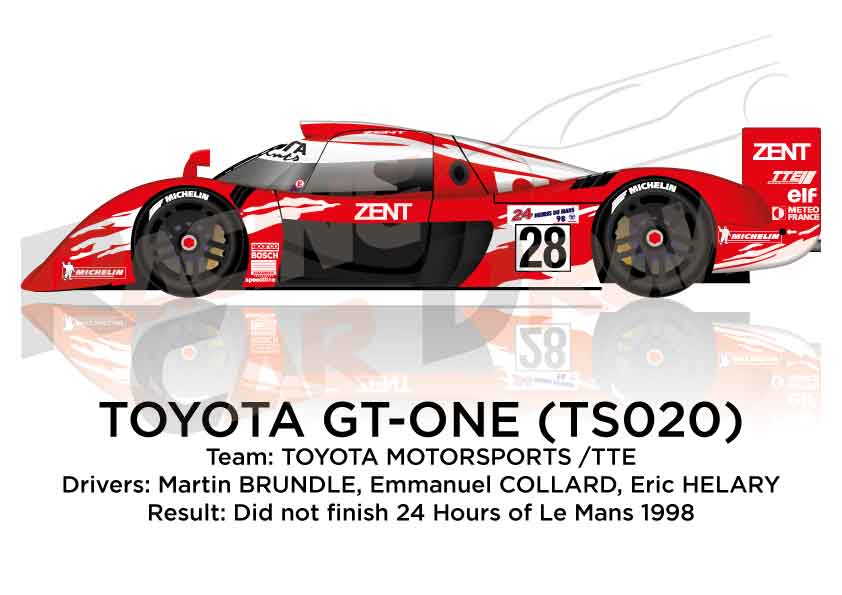 Toyota Gt-one TS020 n.28 dnf at the 24 Hours of Le Mans 1998