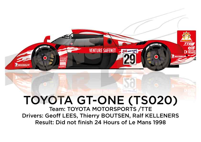 Toyota Gt-one TS020 n.29 dnf at the 24 Hours of Le Mans 1998