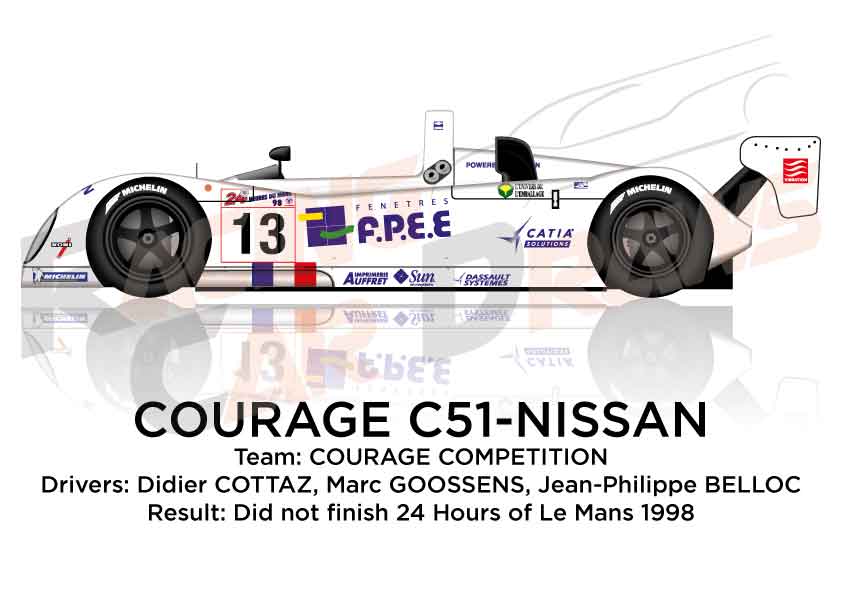 Courage C51 - Nissan n.13 dnf in the 24 Hours of Le Mans 1998