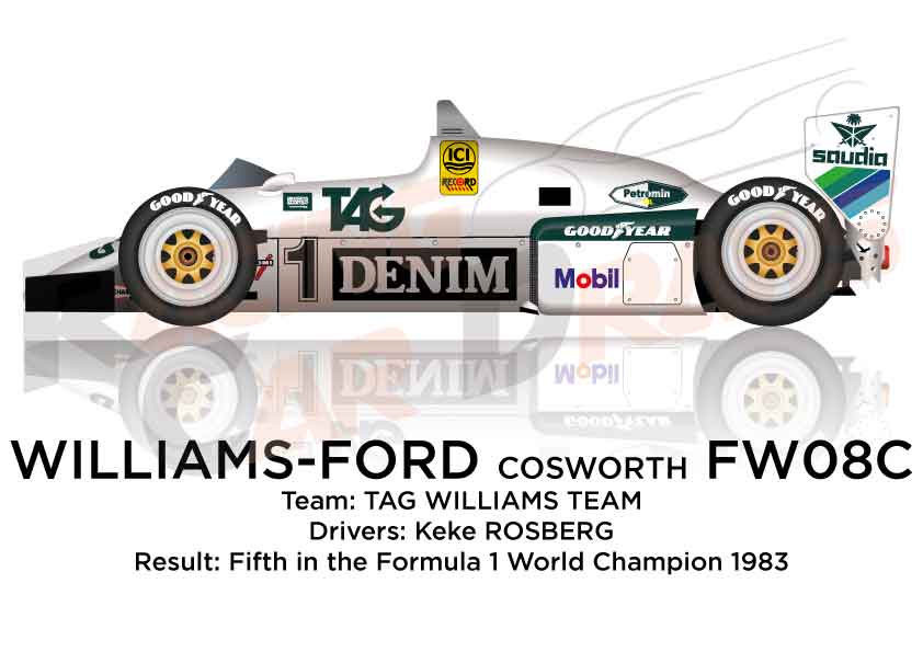 Williams - Ford Cosworth FW08C n.1 finished fifth in the Formula 1 World Championship in 1983, with one victory in season