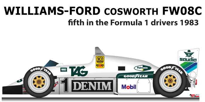 Williams - Ford Cosworth FW08C n.1 finished fifth in the Formula 1 World Championship in 1983, with one victory in season