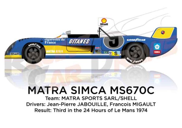 Matra Simca MS670C n.9 third 24 Hours of Le Mans 1974