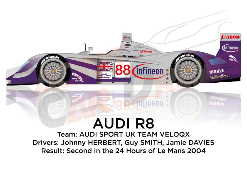 Audi R8 n.88 second in the 24 Hours of Le Mans 2004